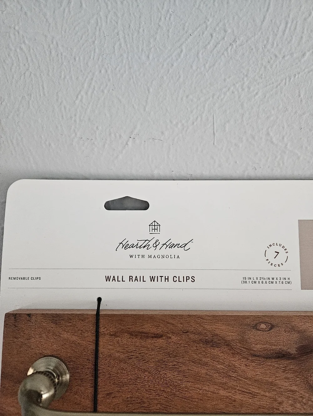 NWT Hearth & Hand With Magnolia Brass And Wood Wall Rail With Clips